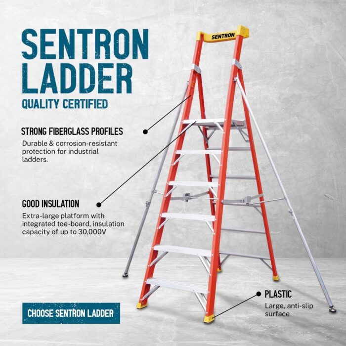 SENTRON Ladder has revolutionized working at height safety. The ladder is enhanced with additional features that improves working at heights safety, work efficiency and productivity on sites.
